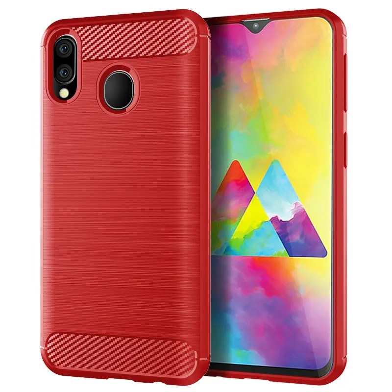 Soft TPU Armor Case For Samsung Galaxy M20 Texture Shockproof Bumper Silicone Case for Galaxy M20 Soft Smart Phone Back Cover