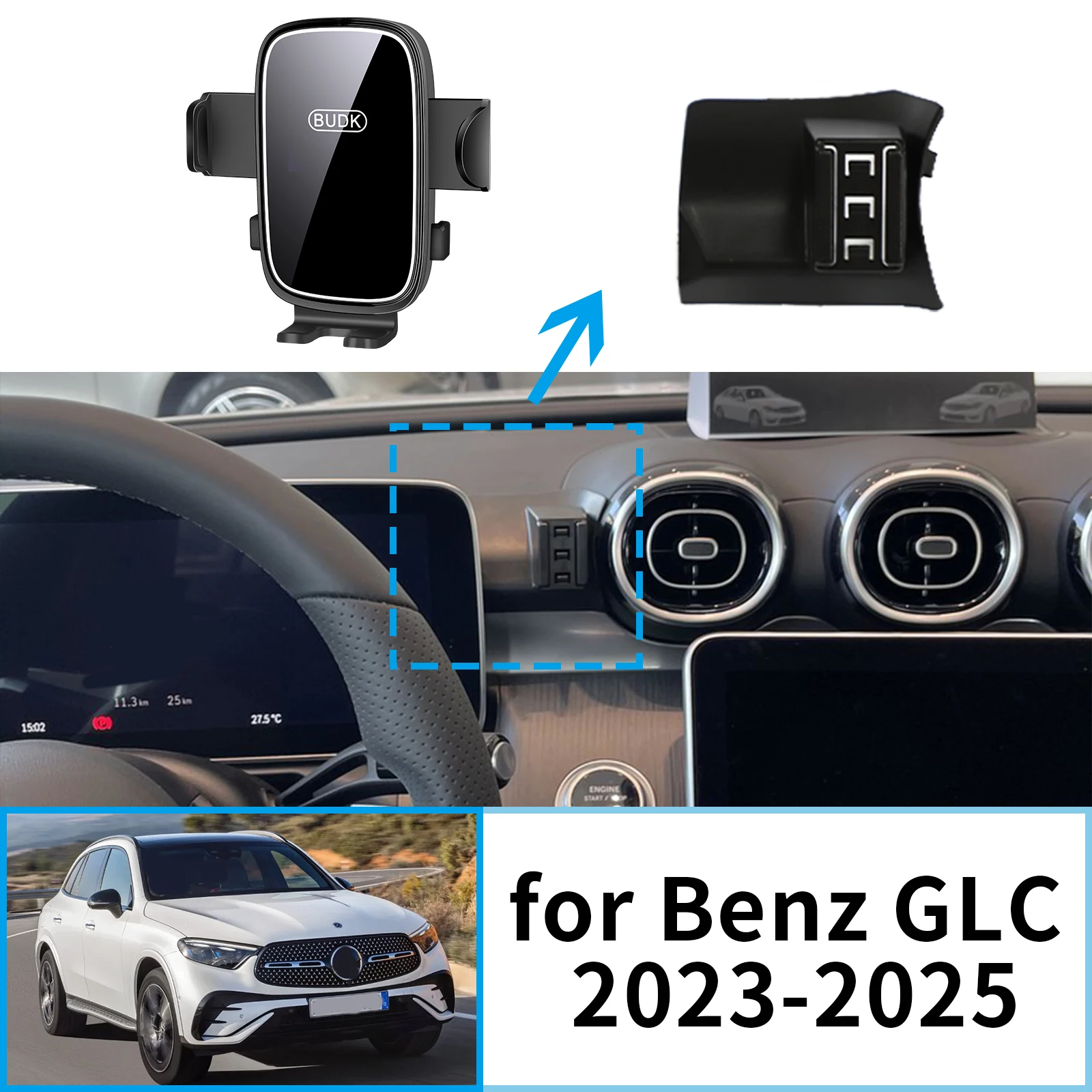 

Car Mobile Phone Holder for Mercedes-Benz GLC C 200 260 300 2023 2024 2025 X254 Navigation Stand Auto Accessories GPS Bracket