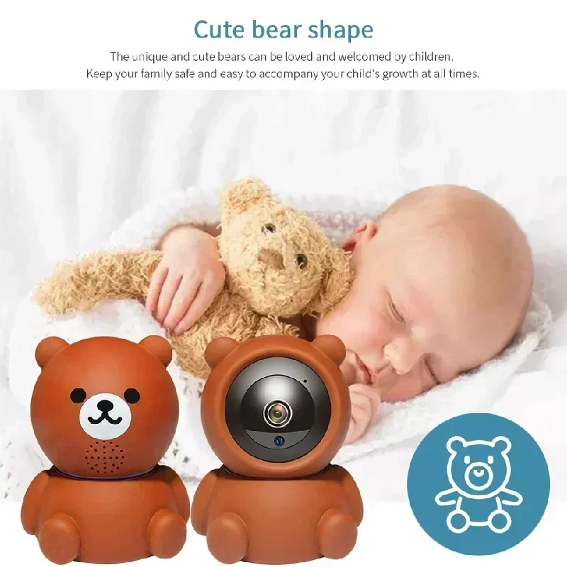 Mini Camera Home Security Auto Tracking 2MP WiFi IP Surveillance Camera Indoor Baby Monitor Bear Camera Cartoon CCTV