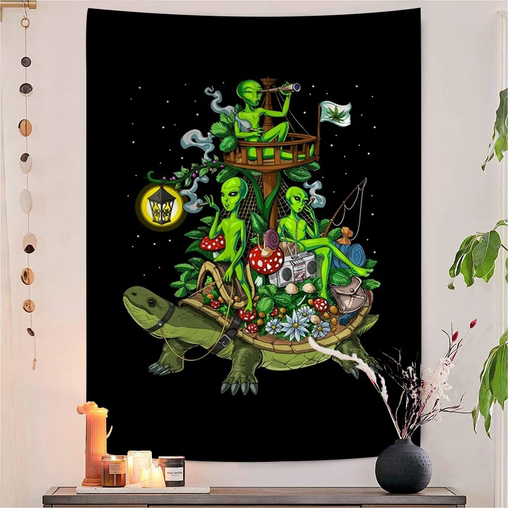 

Psychedelic Alien Space Astronaut Tapestry Art Printing Cheap Hippie Wall Hanging Bohemian Wall Tapestries Mandala Home Decor