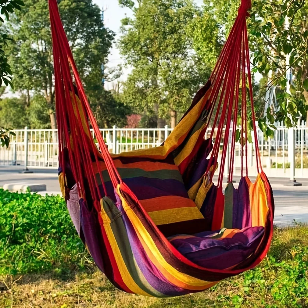 Outdoor Hammock Chair Canvas Leisure Swing Hanging Chairs 200KG Load Bearing for Garden Beach Camping Travel Swing Chair Outdoor