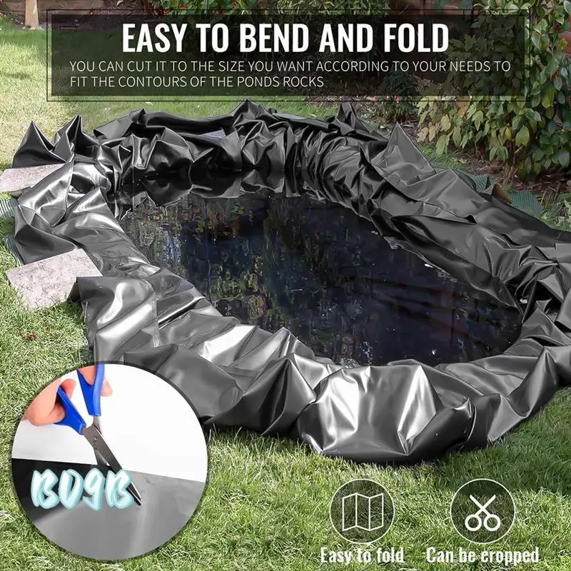 

7X10 Ft Pond Liner HDPE Thickness Fish Pond Liners For Outdoor Ponds, Pond Liner For Waterfall, Fish Black-B09B