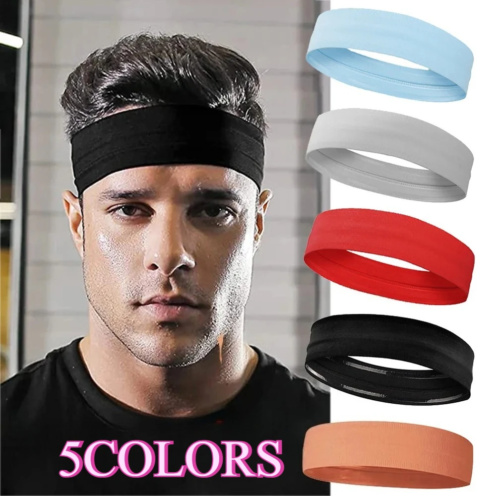 

5 COLORS Men Sport Headbands Thick Non-Slip Sweatband Sports Gym Women Breathable Basketball Fitness Yoga Hair Band