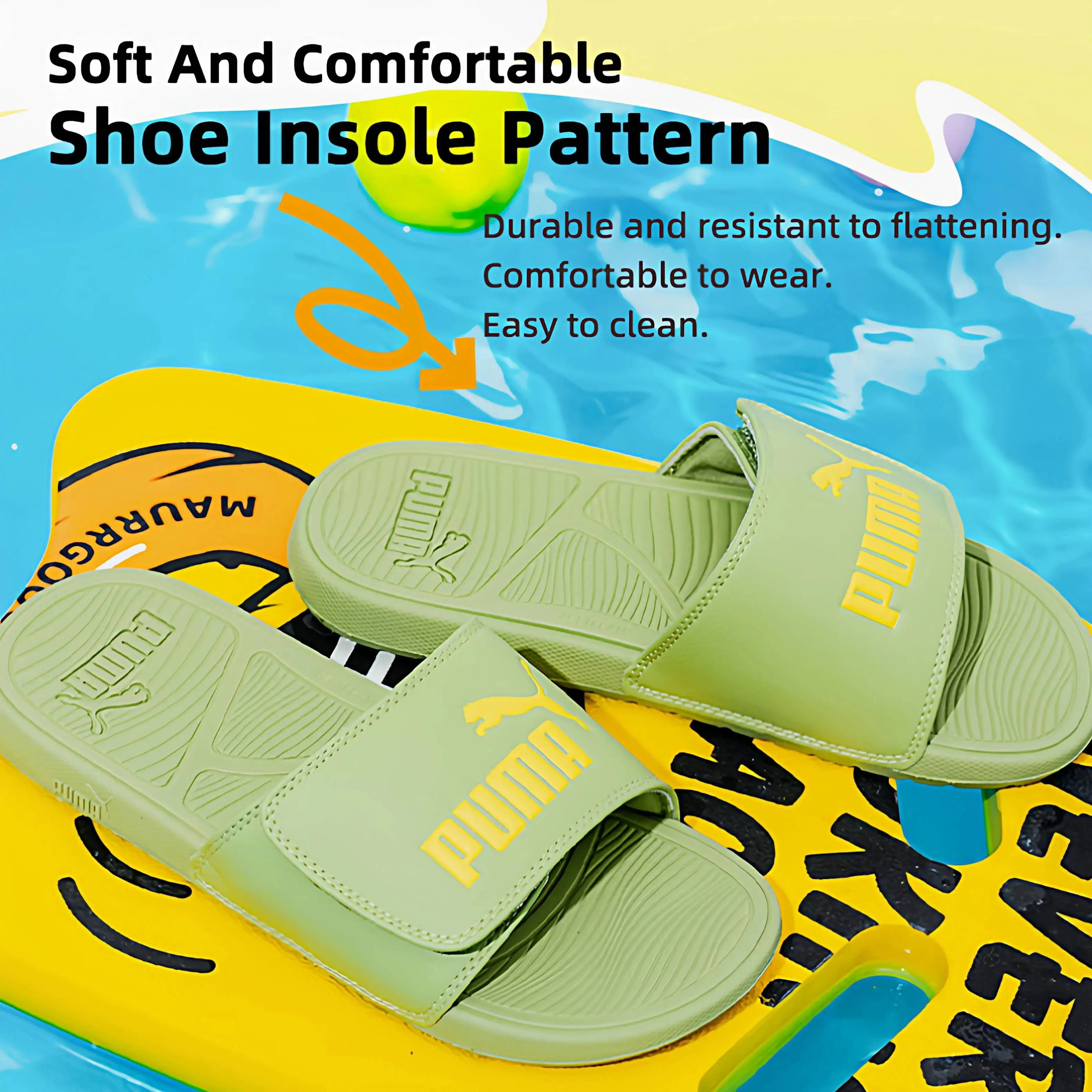 New Puma Cool Cat 2.0 V Slippers Cushioning Breathable Men's Women's Beach Shoes, Indoor And Outdoor Casual Slippers 389111-08