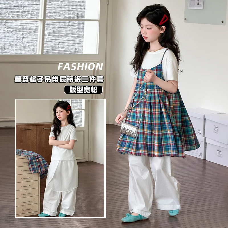 Girls Vest +Tee +Pants 3Pieces Clothes Sets Students Casual Fashion Suit Teen Kids Casual Korean Style Suit Child Daily Outfit