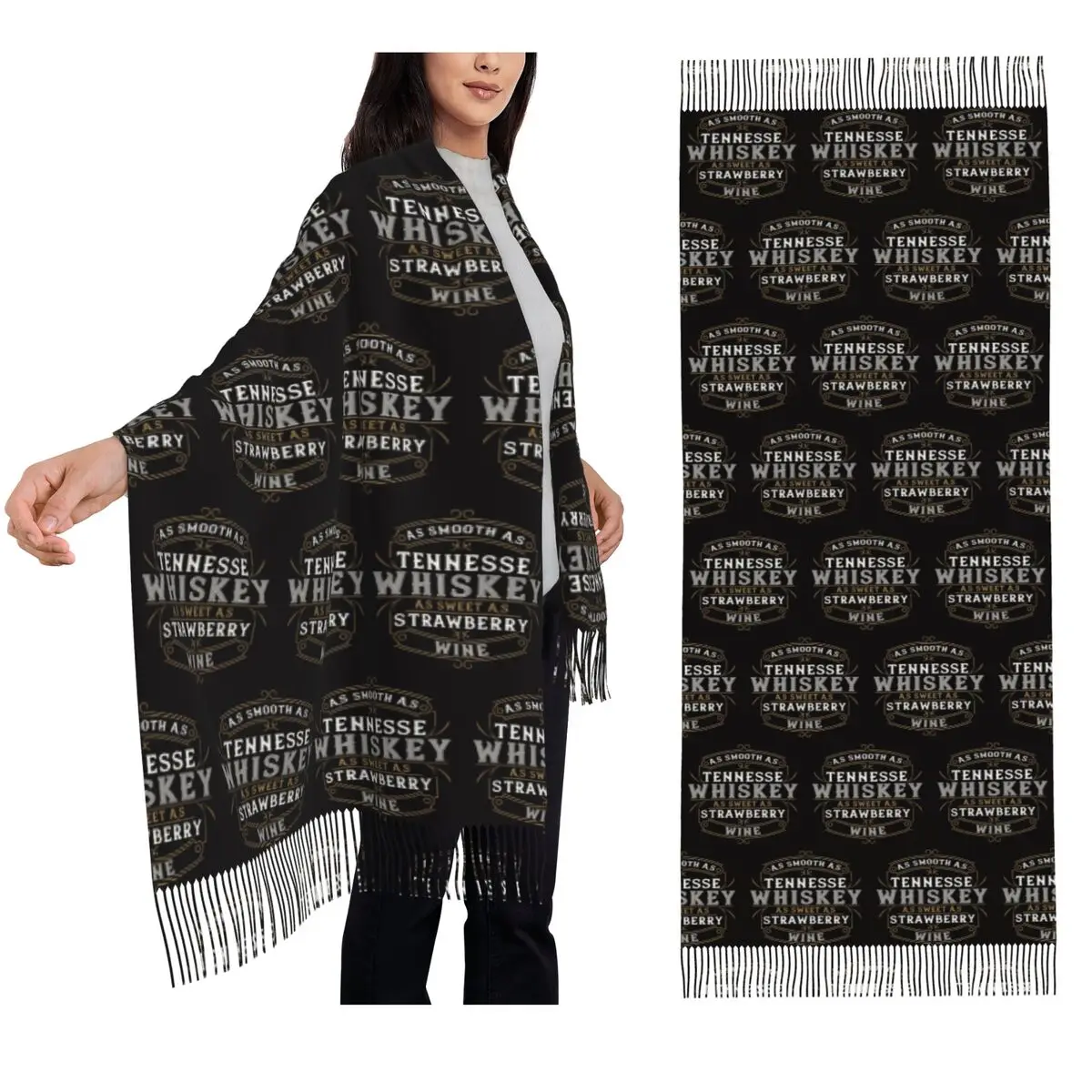 

As Smooth As Tennessee Whiskey Scarf Tassel Scarves for Women Soft Warm Shawls and Wraps Long Fall Winter Shawl Wrap