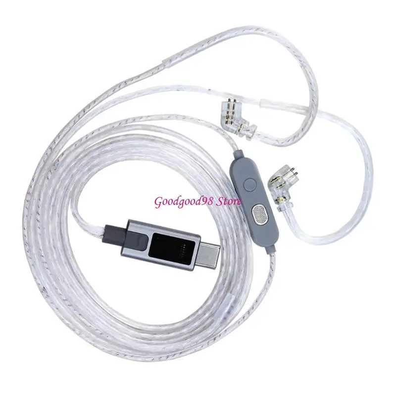 Cavo sonoro tipo C con chip DACS integrato e due microfoni per le cuffie sostituzione del filo auricolare trasparente W8EC