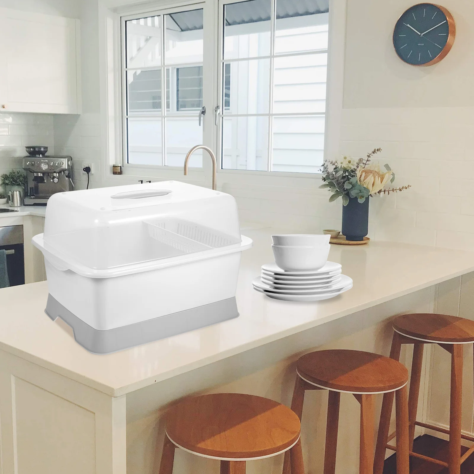 

Dish Drying Rack With Cover Plastic Tableware Organizer For Kitchen Drain Holder Cutlery Shelf Strainer Rack Utensil