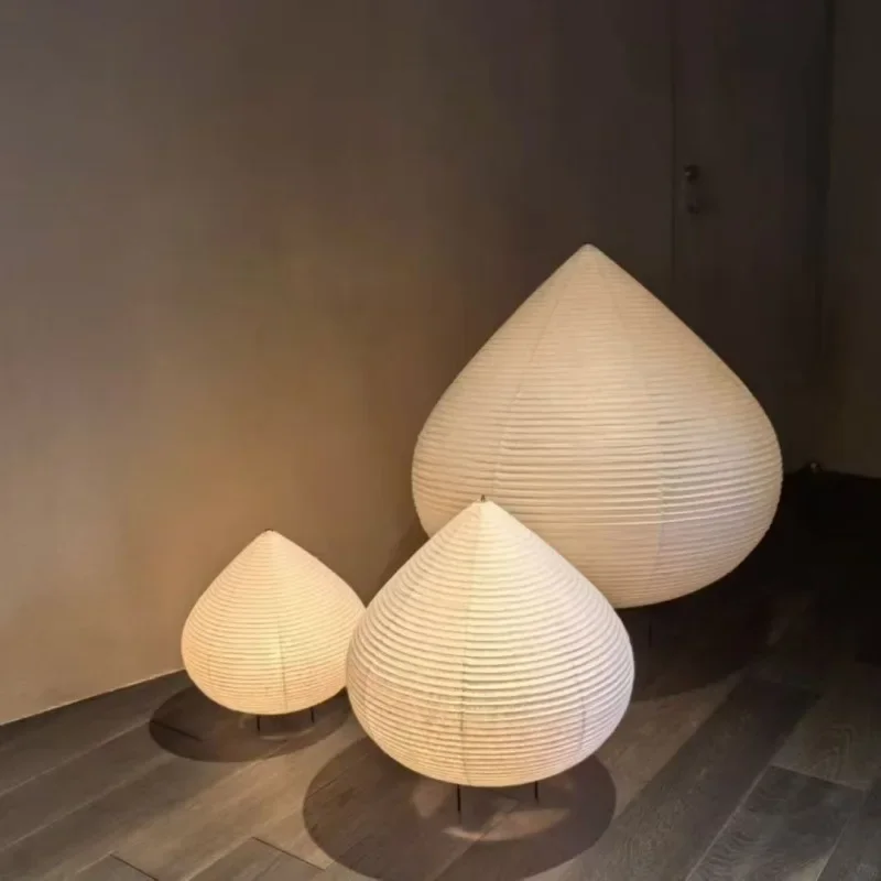 Japanese Wabi-sabi Style Water Droplet Rice Paper Noguchi Table Lamp for Living Room Restaurant Cafe and Bedroom