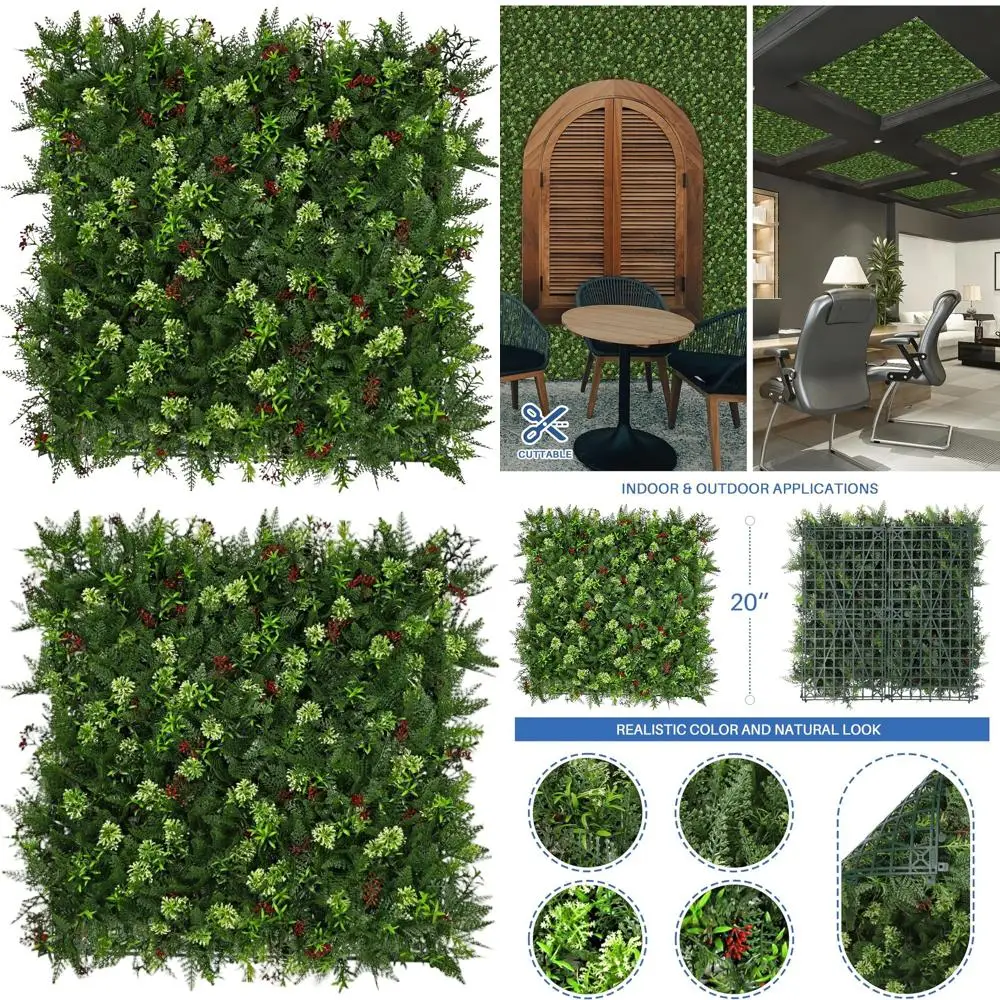 

Забор-экран для уединения 20x20 футов с искусственными панелями из боксвуда, смешанные листья, набор из 11 штук для использования в помещении или на улице