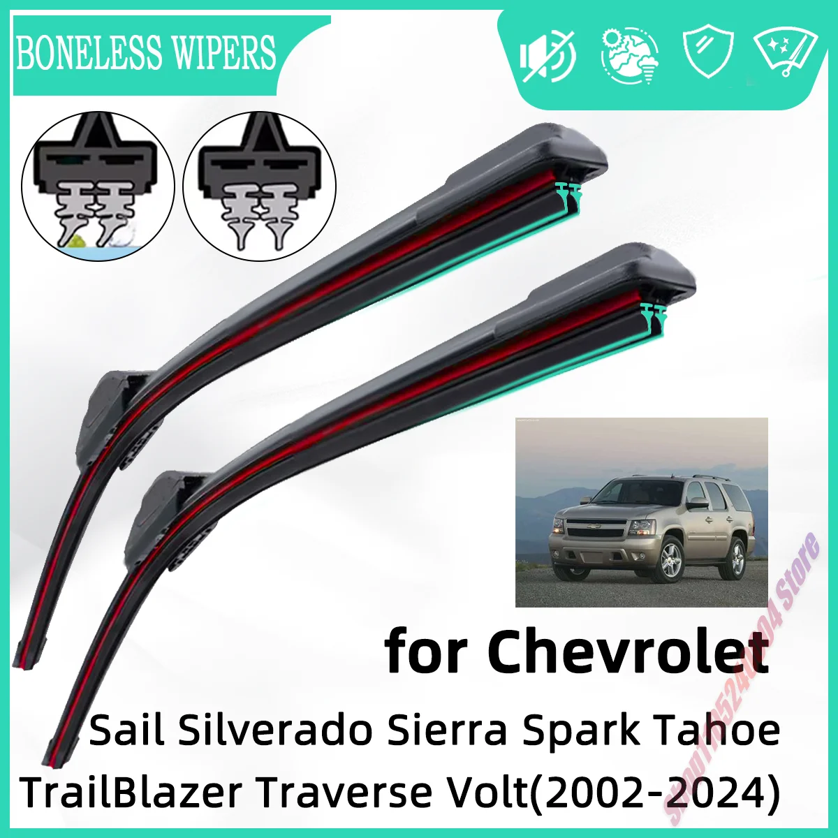 

Double Rubber Car Wiper For Chevrolet Silverado Spark Tahoe Trax Volt Front Wiper Blades Brushes Cutter Accessories Windscreen