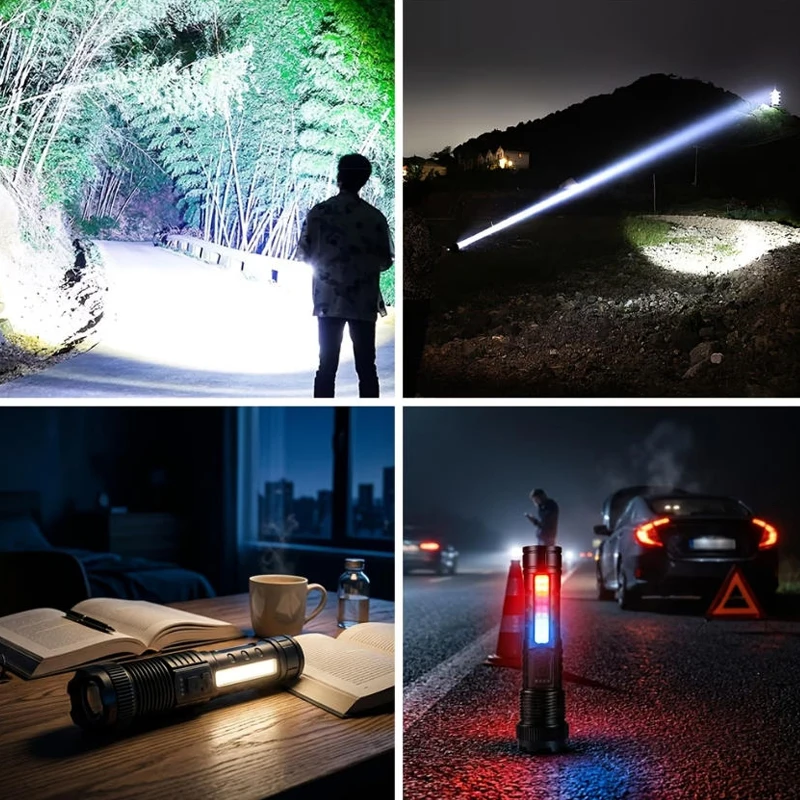 Powerful Rechargeable LED Flashlight Zoomable Handheld Torch for Outdoor Camping Night Work Emergency Lighting image 6