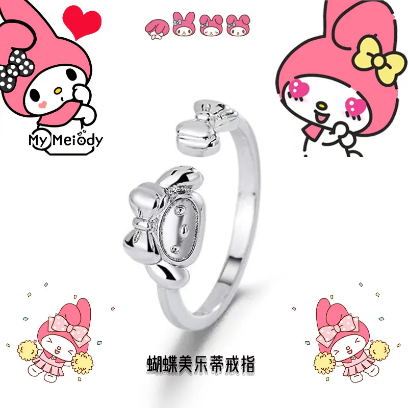 Sanrio Hello Kitty Ring Kuromi Mymelody Couple Rings Engagement Rings for Women Hello Kitty Cute Wedding Jewelry Halloween Gift