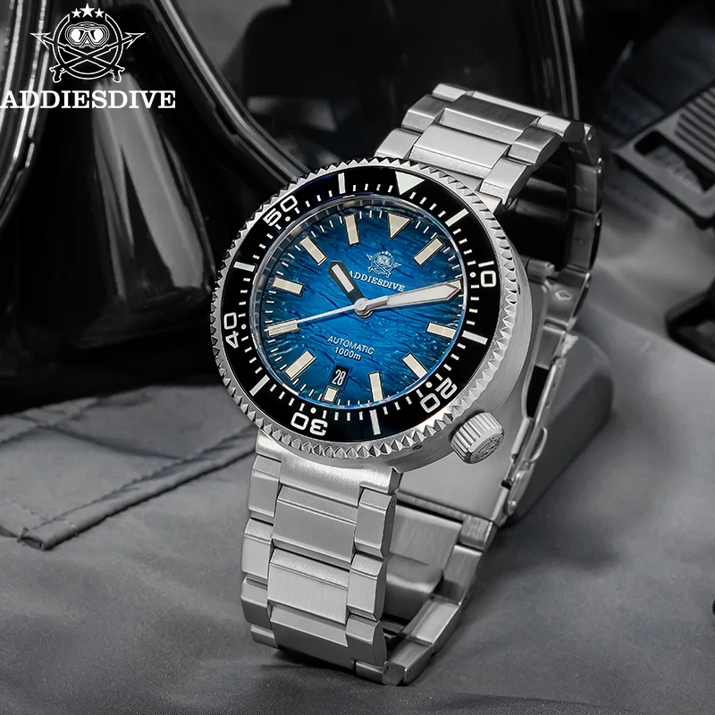 ADDIESDIVE Men's Dive Automatic Mechanical Watches Waterproof 1000m Sapphire Glass Super Luminous Ceramic Bezel 46mm Steel Watch