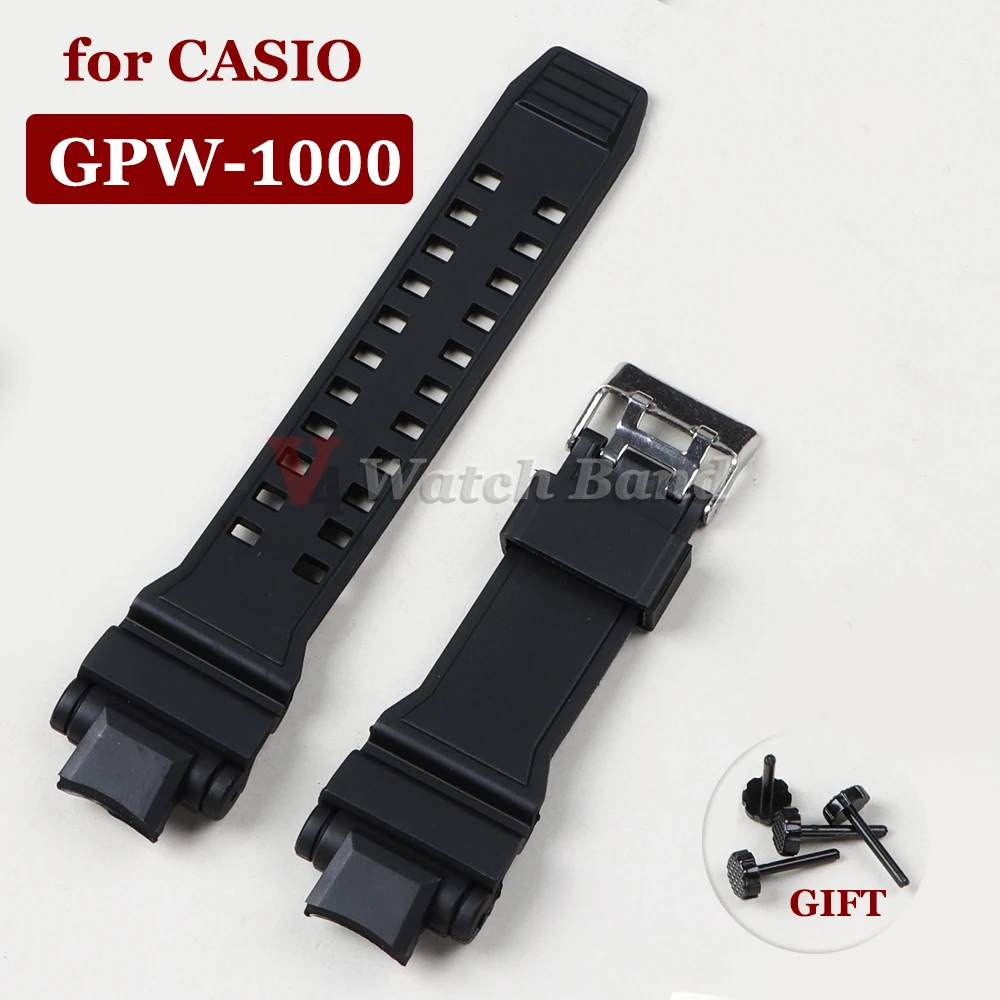 Black Men\'s Resin Watchband for CASIO for G-SHOCK GPW-1000 Waterproof Rubber Strap Silicone Bracelet GPW1000