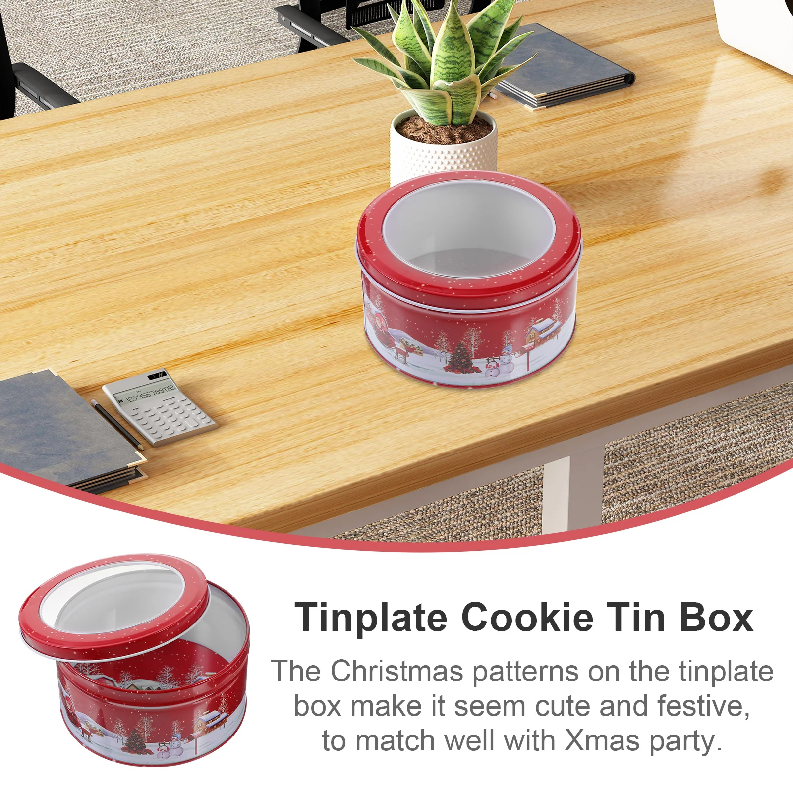 

1pc Candy Box Tinplate Cookie Tin Christmas Storage Jar For Xmas Gift Packaging Party Favor Decor Biscuit Container Treat Case