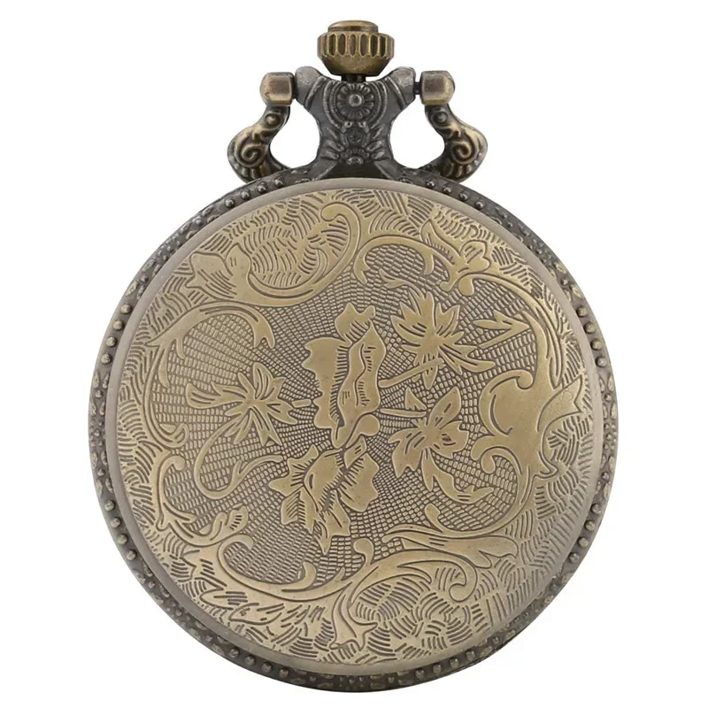 Vintage Quartz Pocket Watch Transparent Cover Arabic Numbers Display with Necklace Chain Collectable Timepiece