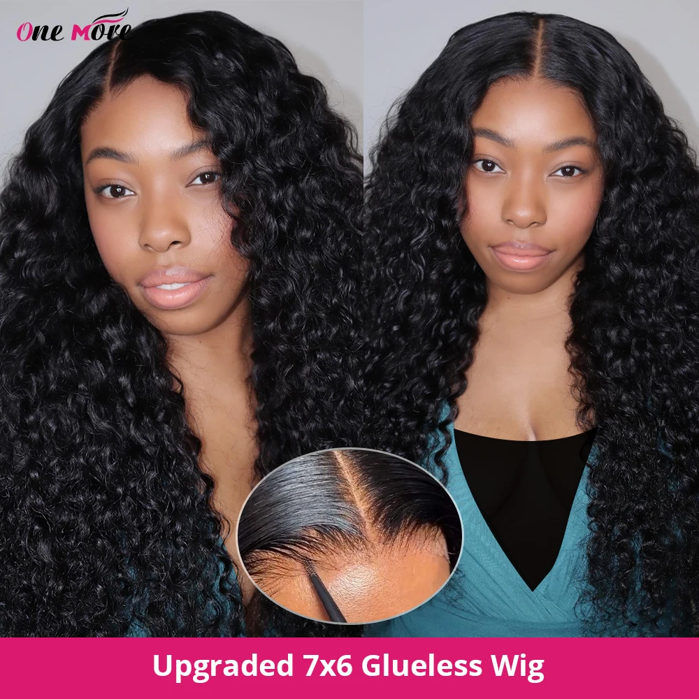 Upgrade Glueless Wig Human Hair Ready To Wear Deep Wave Glueless Preplucked Wear And Go Wigs 7X6 Lace Closure Wigs PreCut Lace