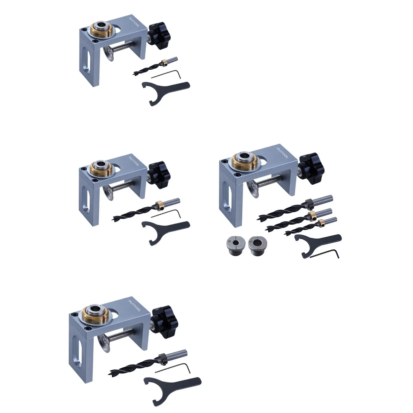 Imagem -02 - Auto Centramento Dowel Jig Grupo Bolso Buraco Jig Kit Precisão Liga de Alumínio Conveniente Perfurador Localizadores Ferramenta de Madeira