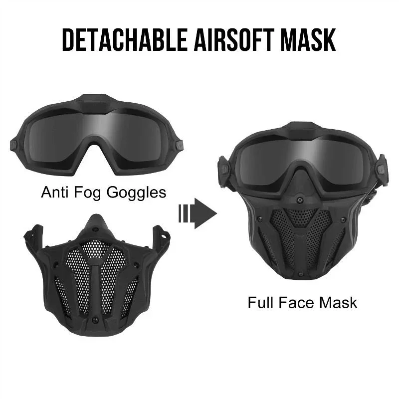 ERQYGRA Tactical Half Face Mask Anti-fog Fan Paintball Shooting Protective Equipment Wargame Airsoft Sports Safety Accessories