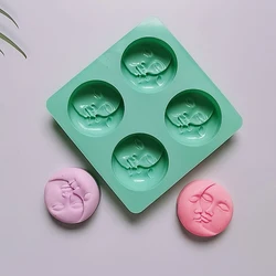 4 Cavity Silicone Soap Mold Moon Sun Double Face Shaped Soap Mould DIY Candle Mold Homemade Bath Resin Crafts Making