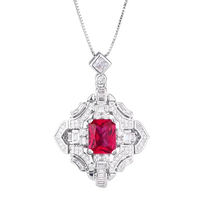 Vintage Inspired Pendant Necklace with Sapphire Ruby Emerald Gemstones Elegant Statement Jewelry for Women