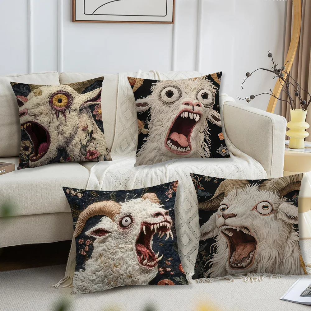 Pooky Goat Face 2D cushion cover For Pillow Printing Sofa Decoration Home Car Room Coffee Shop Office Nordic Simplicity