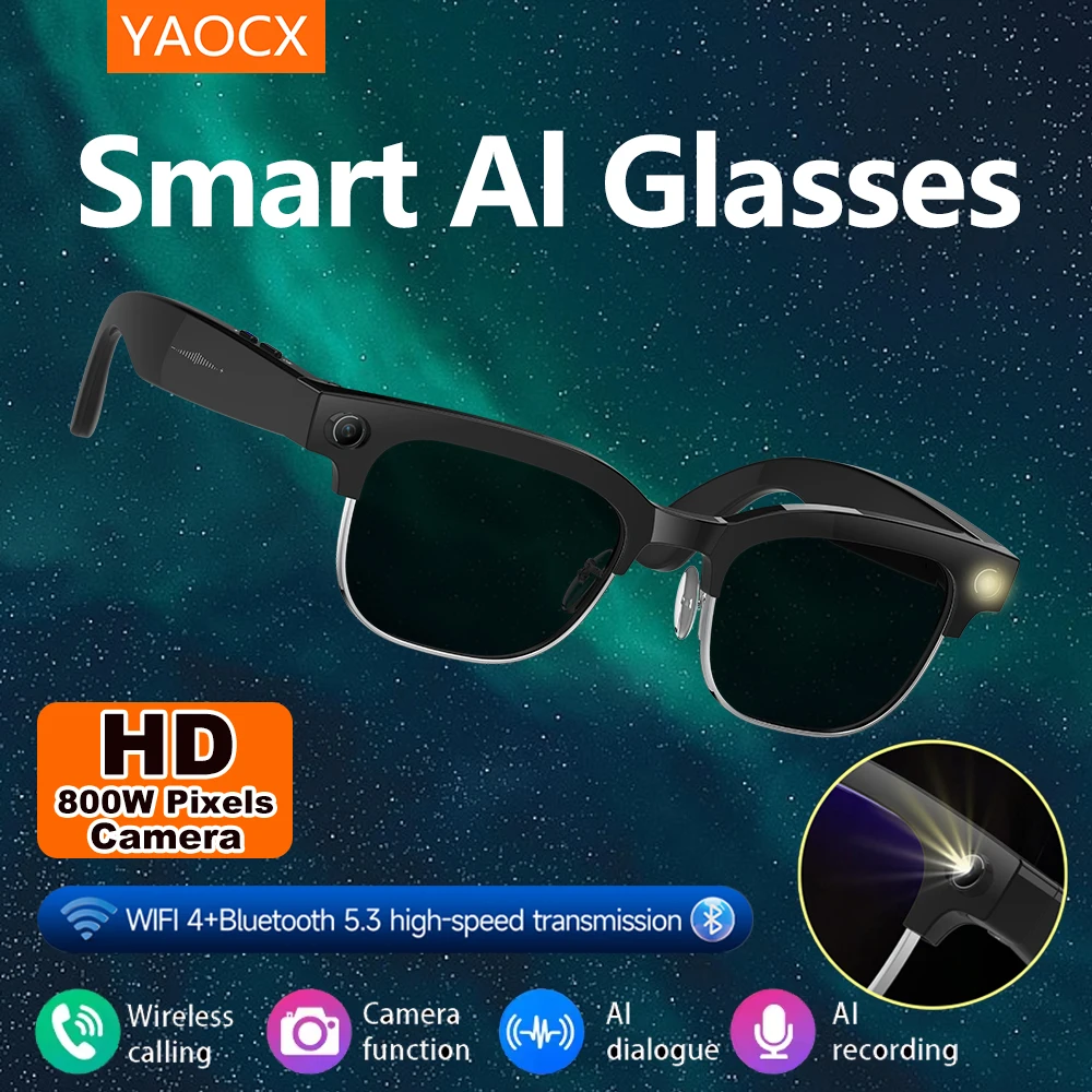 

YAOCX AI intelligent glasses for taking photos, recognizing and recording videos, intelligent translation glasses with dual micr