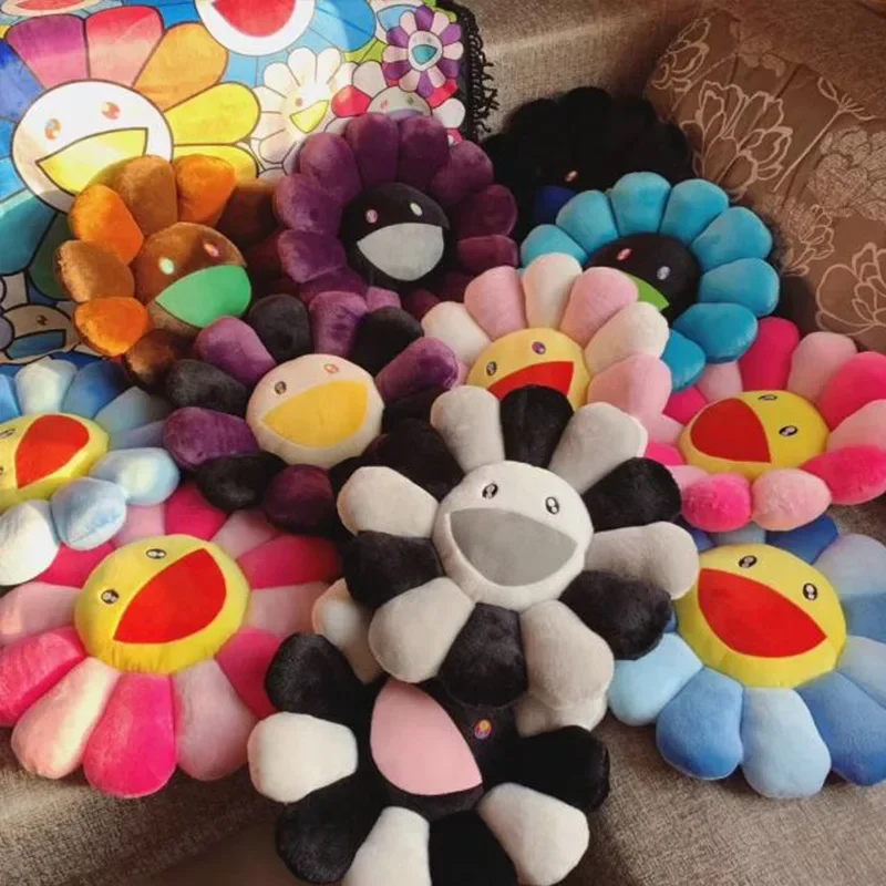 Almohada de girasol de 60cm, juguete de felpa con diseño de margaritas y arcoíris, alfombrilla de juego para suelo de bebé y niño, cojín para