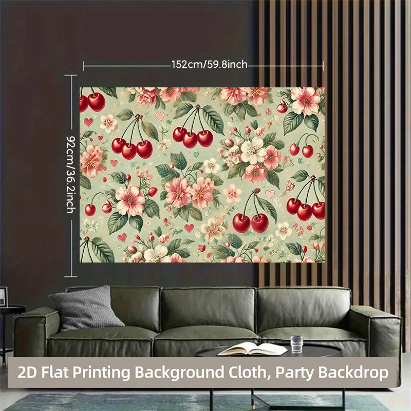 Elegant Floral Cherry Blossom Tapestry Wall Hanging Backdrop Polyester Print for Home Decor Spring Wedding Party Background Art
