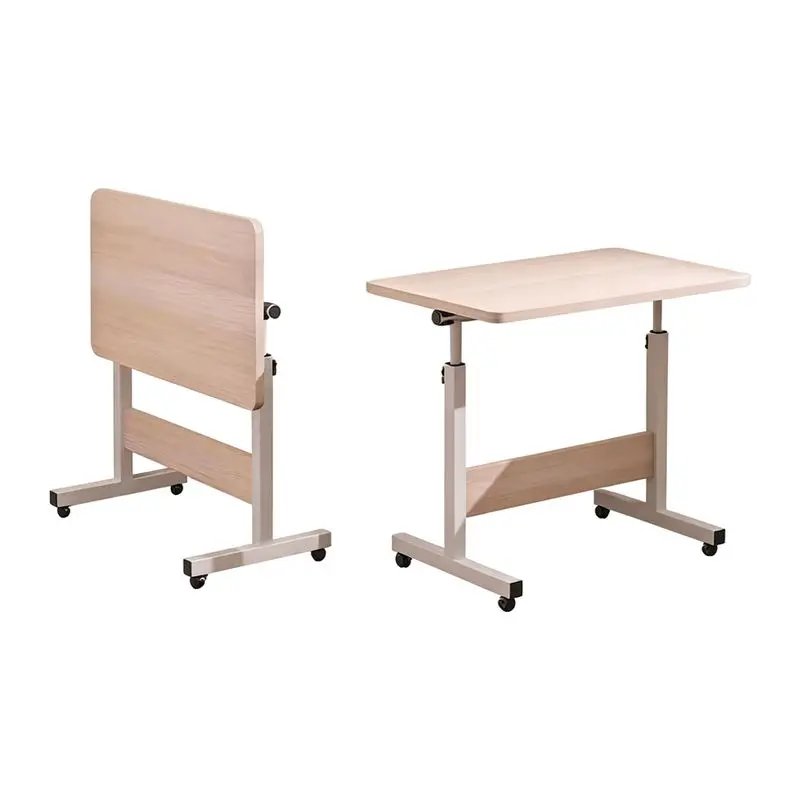 Movable Lifting Folding Table with Rollers Simple Household Bedroom Bedside Small Table Notebook Multi-purpose Folding Table
