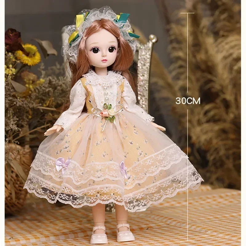 30cm 1/6 BJD Doll Little Cute Dress 21 Removable Joint Princess Beauty Makeup Fashion DIY Toy Gift Girl