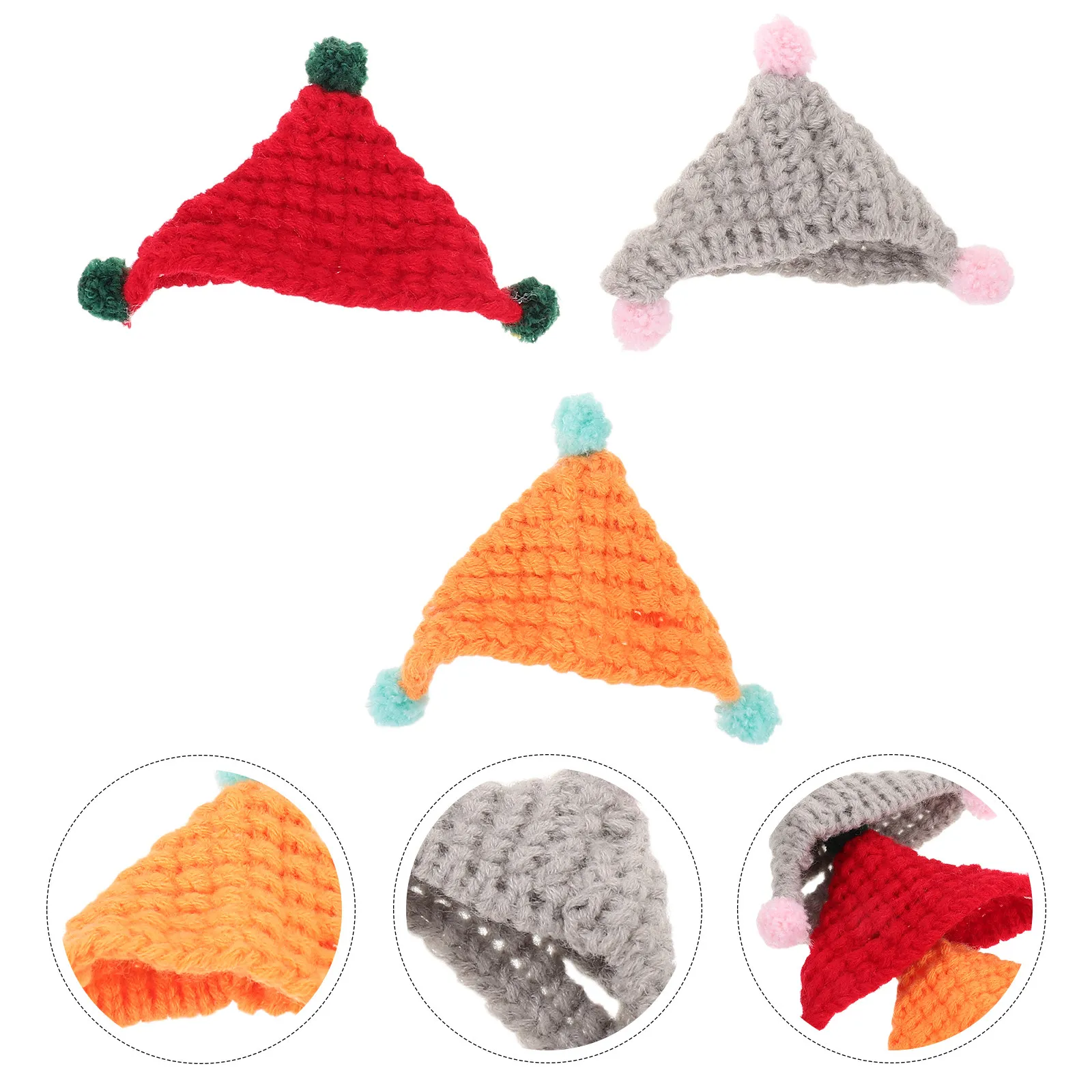 

12 миниатюрных вязаных шерстяных шапочек ручной работы, треугольные шапочки-бини для рукоделия, декора на день рождения, праздников, мини-вязаные аксессуары