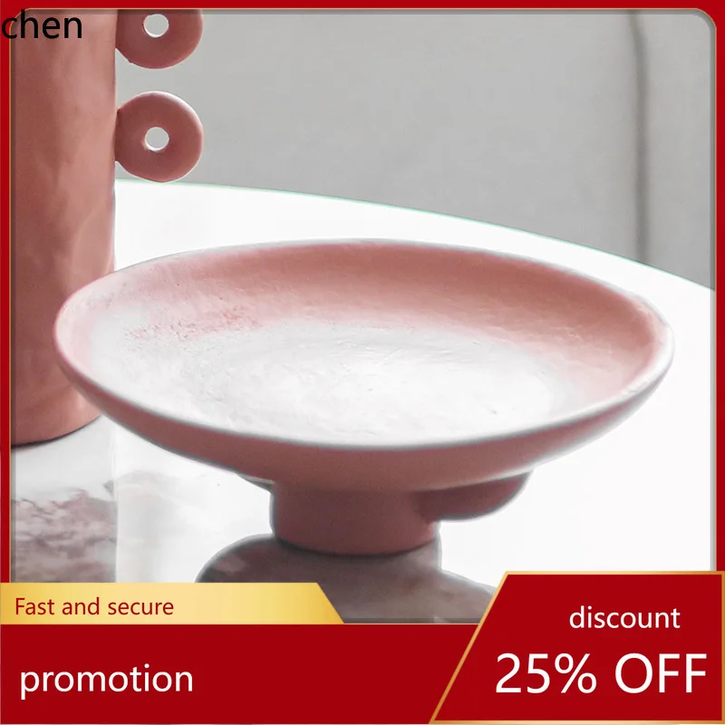 

H1 Simple Fruit Plate Decorative Piece for Model Homes, Home Decor Accessories in , Double-Handle High-Footed Storage Tray Set