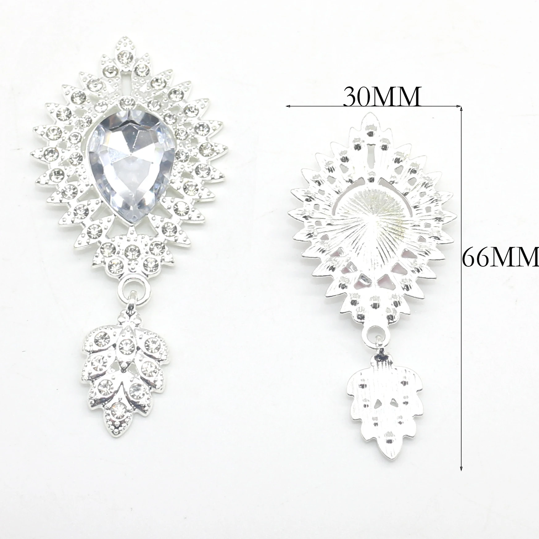 New30*66MM Water Drop Pendant Alloy Jewelry Accessories Gem Water Diamond Flat Bottom Clothing Decoration Materials