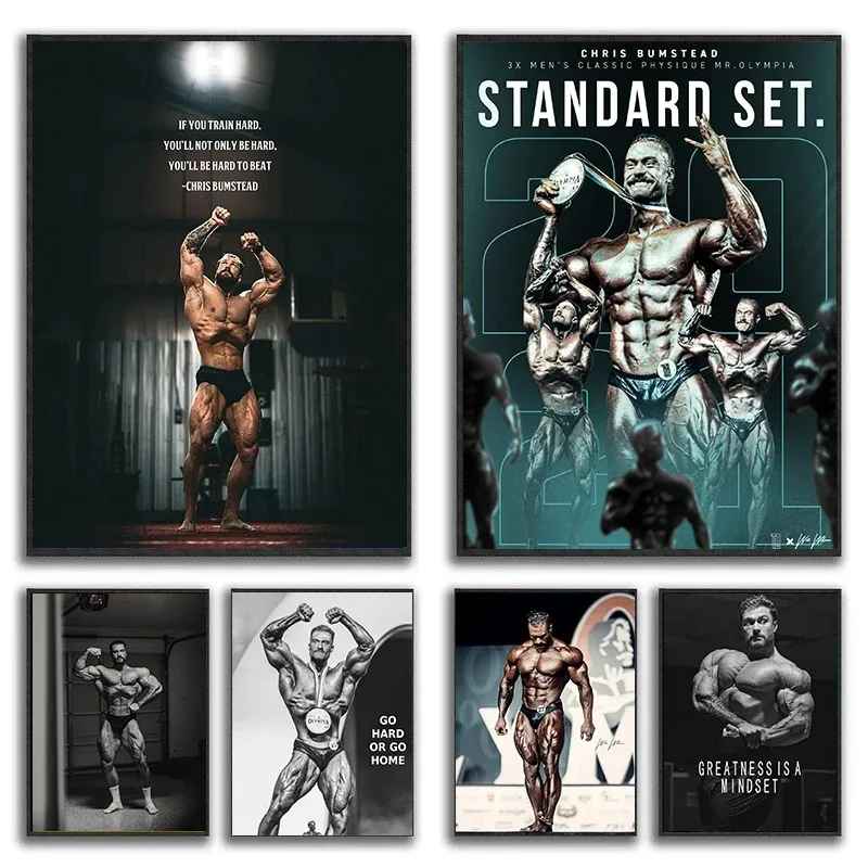 Muscle Man Chris Bumstead Bodybuilder Fitness Motivational Quotes Poster Prints Canvas Painting Wall Art Living Room Home Decor