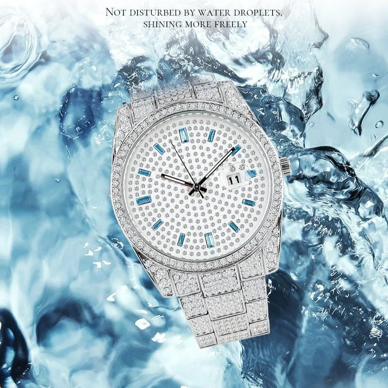 Luxuriöse, hochwertige, luxuriöse, modische High-End-Diamant-Quarzuhr, Business-Uhr für Männer und Frauen zum Zusammenhalten