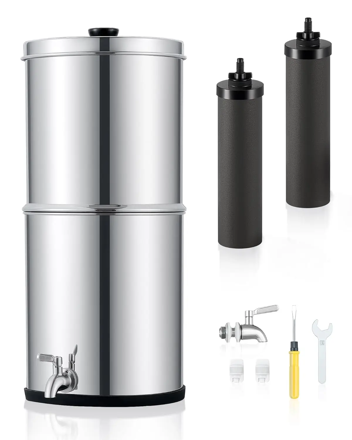 

Gravity-Fed Water Filter System, 2.25 Gallons Countertop Purifier with 2 Carbon Filters & Spigot, NSF/ANSI 42 Certified