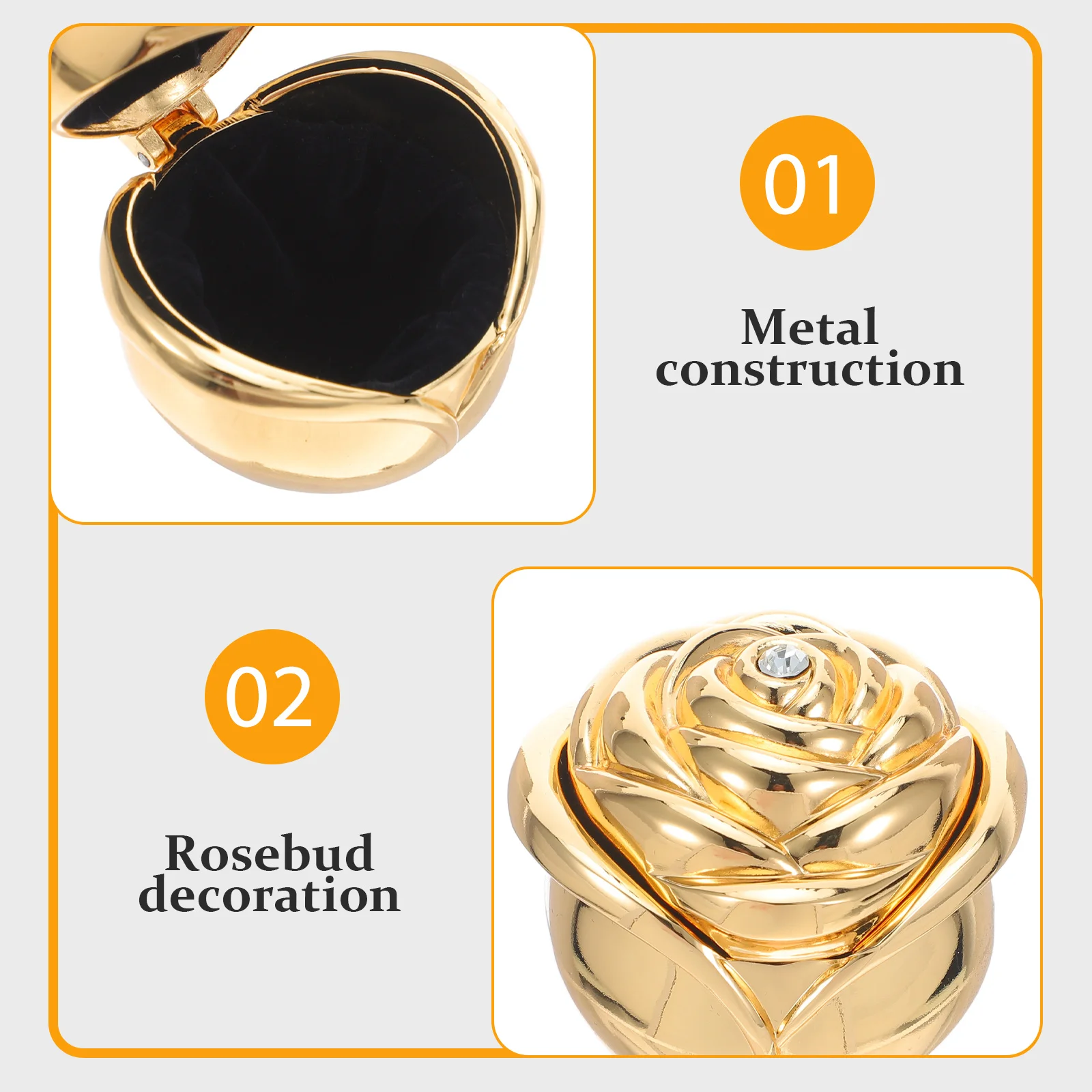 Sophisticated Flower Shaped Jewelry Box Metal Trinket Case for Rings Necklaces Bridal Engagement Decor Rose Jewelry Storage Box