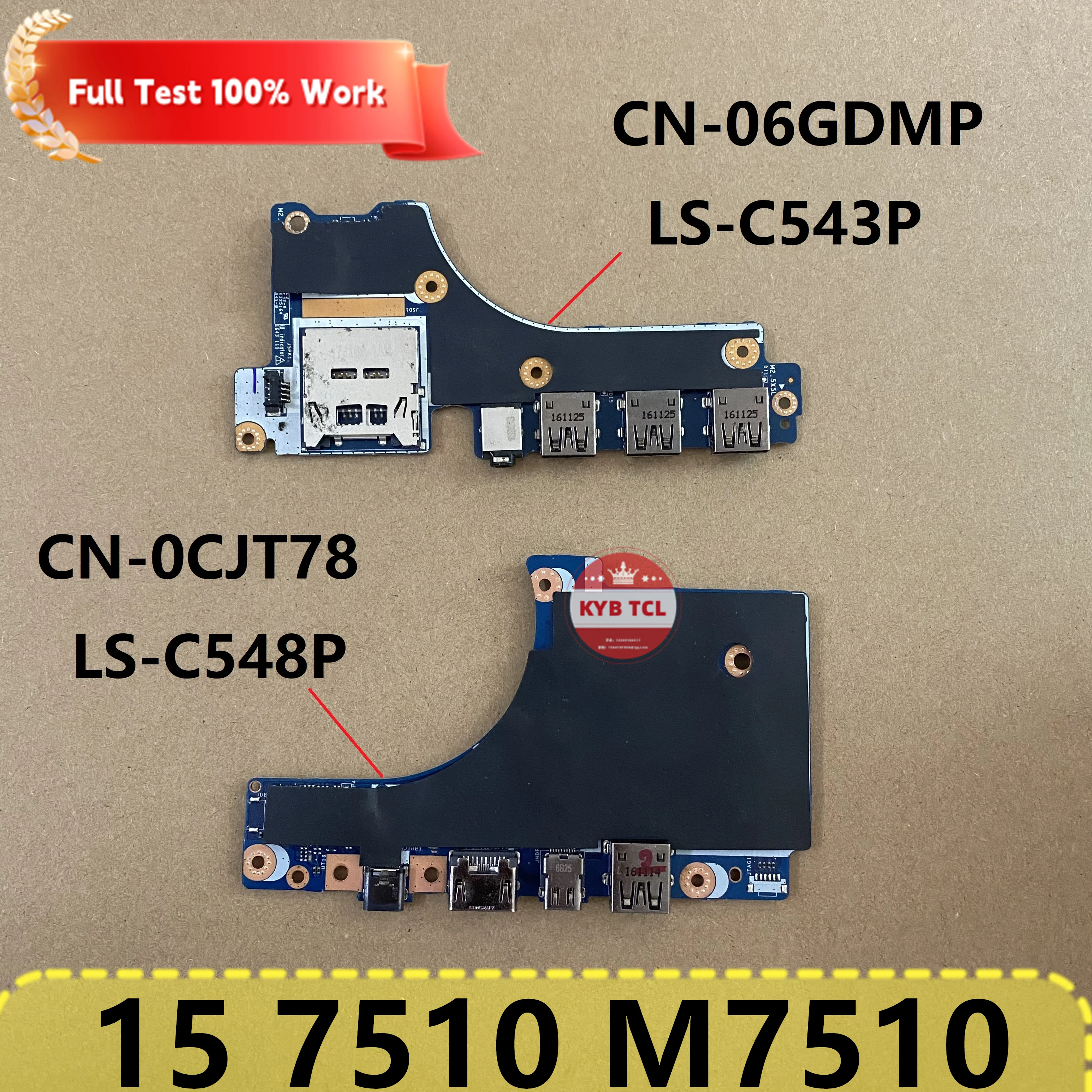 06GDMP LS-C548P LS-C543P 0CJT78 For Dell Precision 15 7510 M7510 Notebook Genuine Laptop Left-side USB-CUSBMini Or DP IO Board