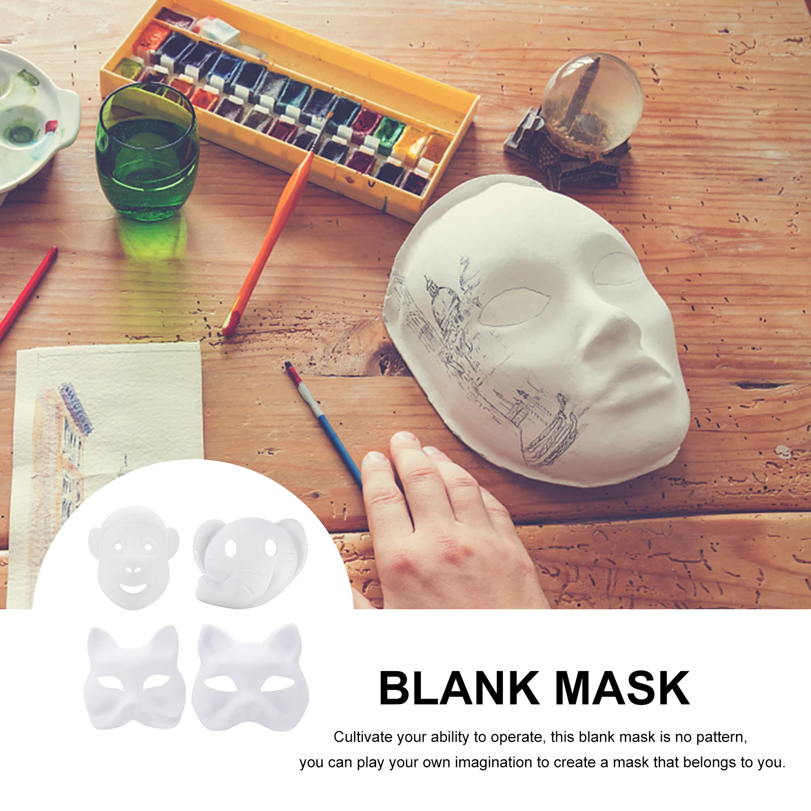 

12pcs Hand-Painted Masks Set Diy Unpainted White Paper Masquerade White Party Mask Props For Cosplay Carnival Roleplay
