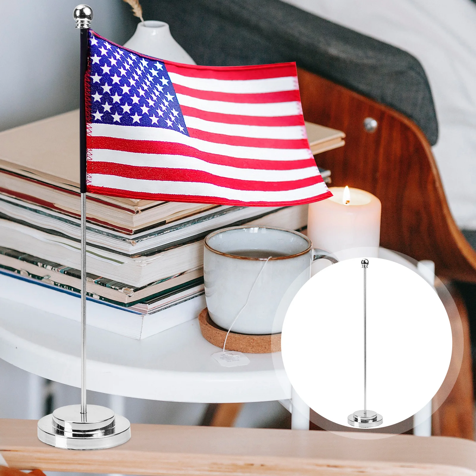 Universal Flagpole Flag Display Holder Flagpole Advert Flag Pedestal Table Runner Fixed Base For Home Desktop Balcony Decor