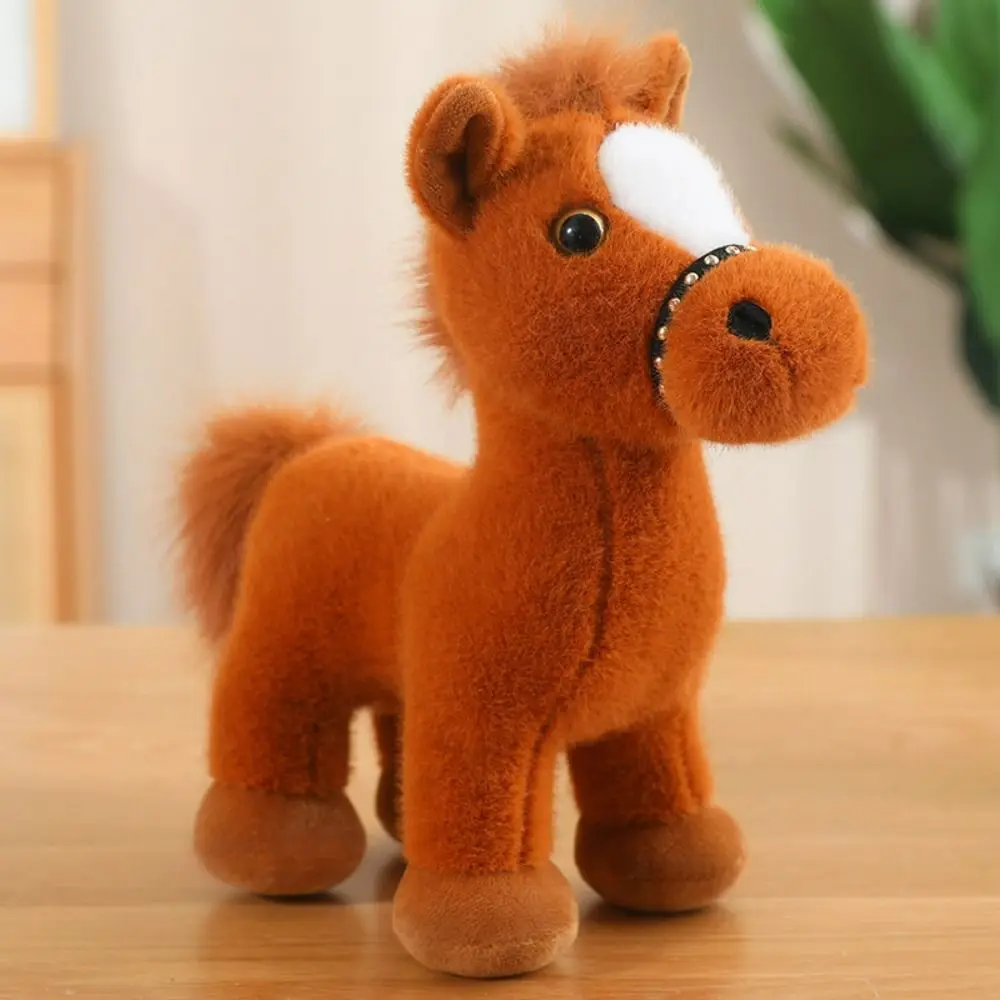 Peluche mignonne + PP coton, petit foal, objets de collection, cheval de Simulation réaliste, moelleux, jouet de petit cheval debout, 20cm
