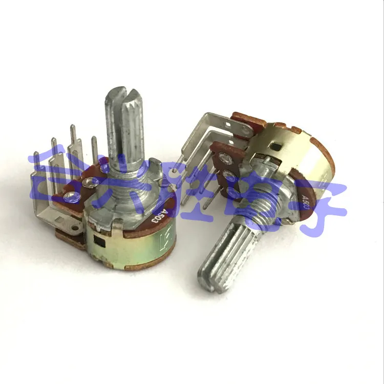 1Pcs 16 Type Rotary Potentiometer Double A50K Reverse Bent Foot Active Speaker Volume Potentiometer 6Pin Flower Shaft 20MM