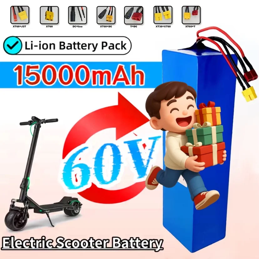 

60V battery with BMS 18650 Lithium 16s4p Battery Pack for Motorcycle, Scooter, Bicycle 2000W Motor 15000mAH