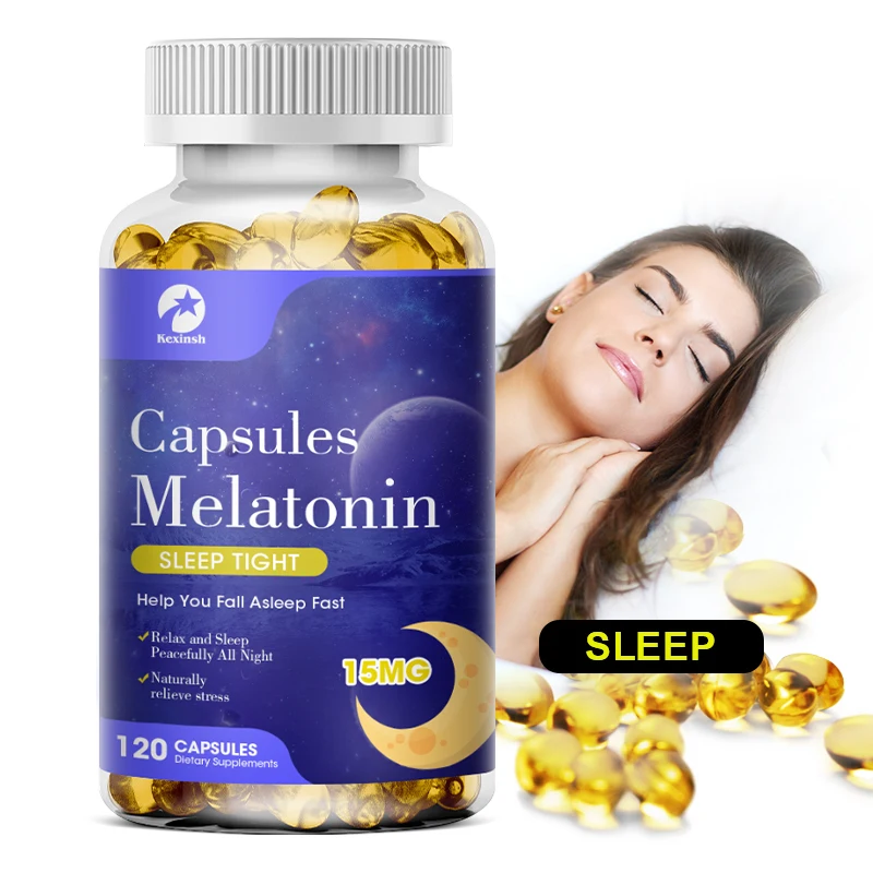 Kexinsh 60/120 Caps Melatonin Capsules 15 MG Help Sleep Relieve Insomnia, Help Improve Sleep Quality Antioxidant