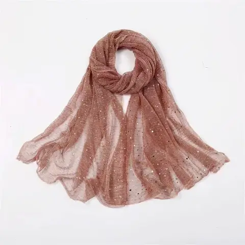 Elegant 155×70cm Sequin Scarf Thin Transparent Breathable Hijab Lightweight Twinkling Sequins Hijab Shawl for Women