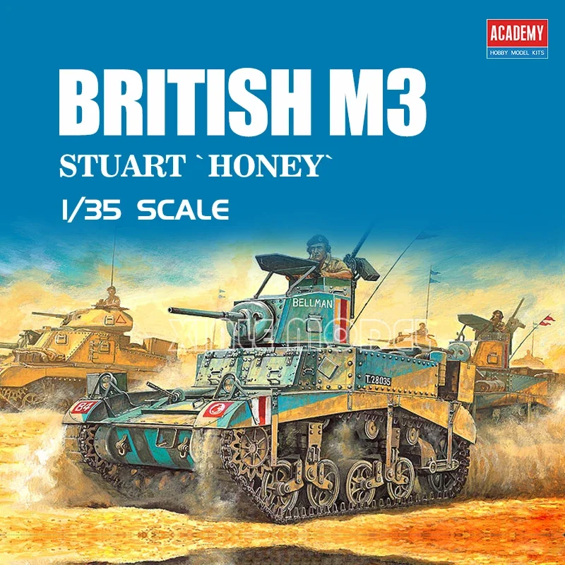 

Academy 13270 M3 Stuart, Light Tank with Built-in 1/35 Scale Model Kit