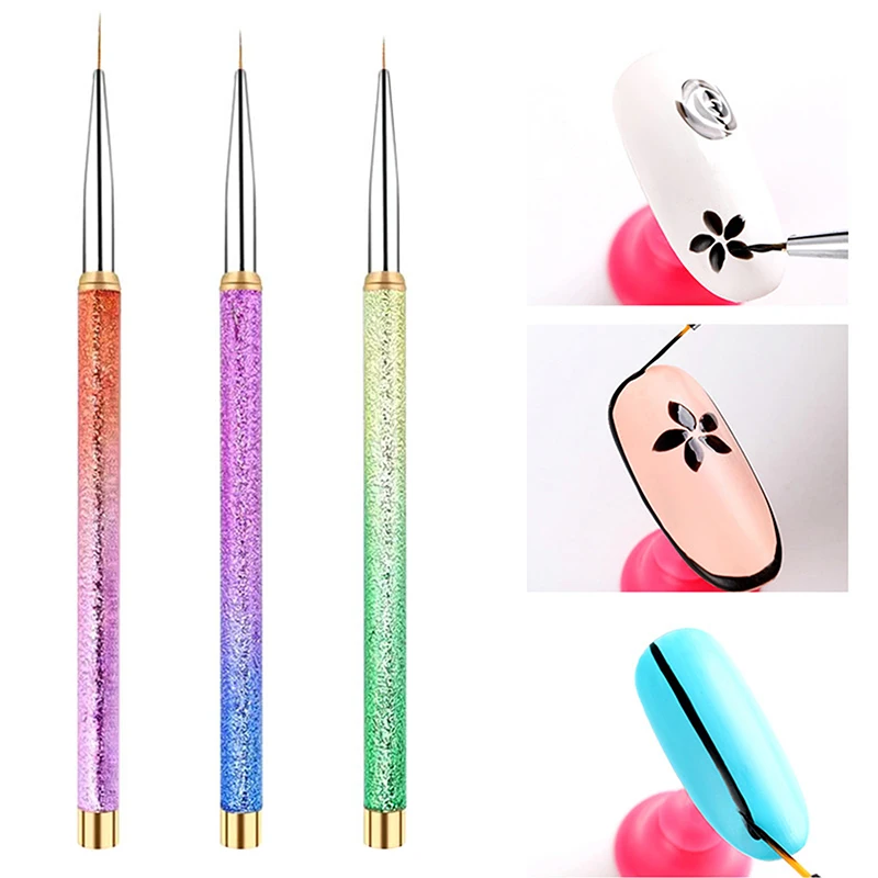 3Pcs/Set Nail Art Liner Brushes Set Elongated Lines Striping Drawing UV Gel Painting Nail Design Pen Profesjonalne narzędzie do manicure