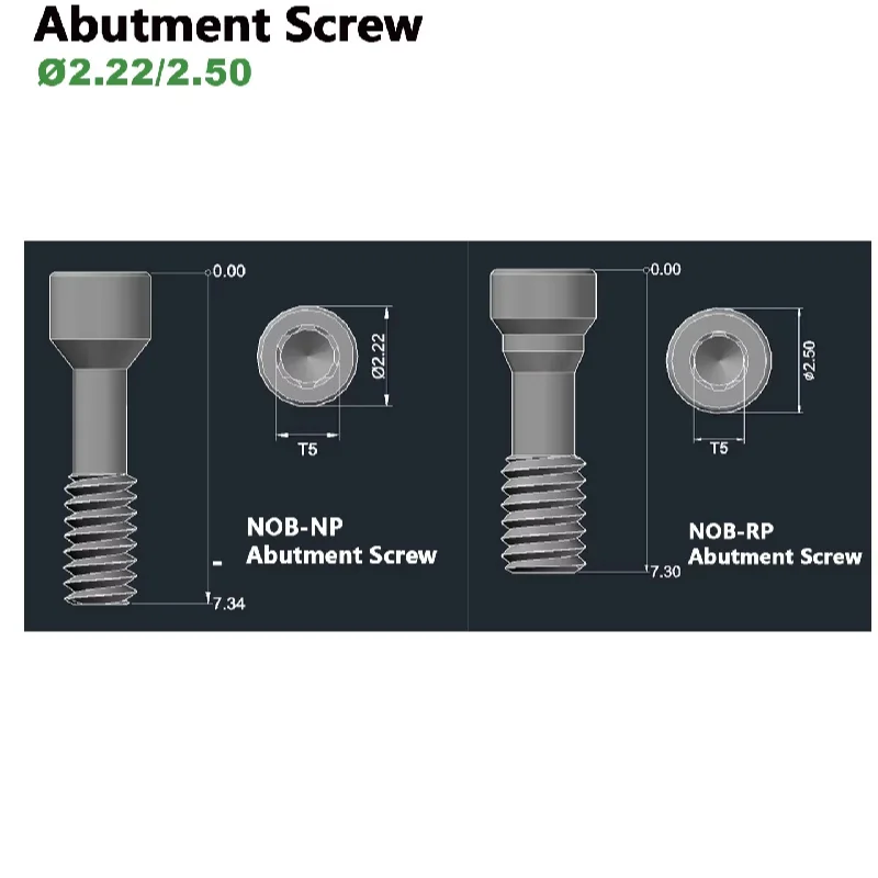 Nobel Biocare Compatible Prosthetic Abutment Screw Grade 5 Titanium Internal Conical Connection Replacement Parts for Oral Care